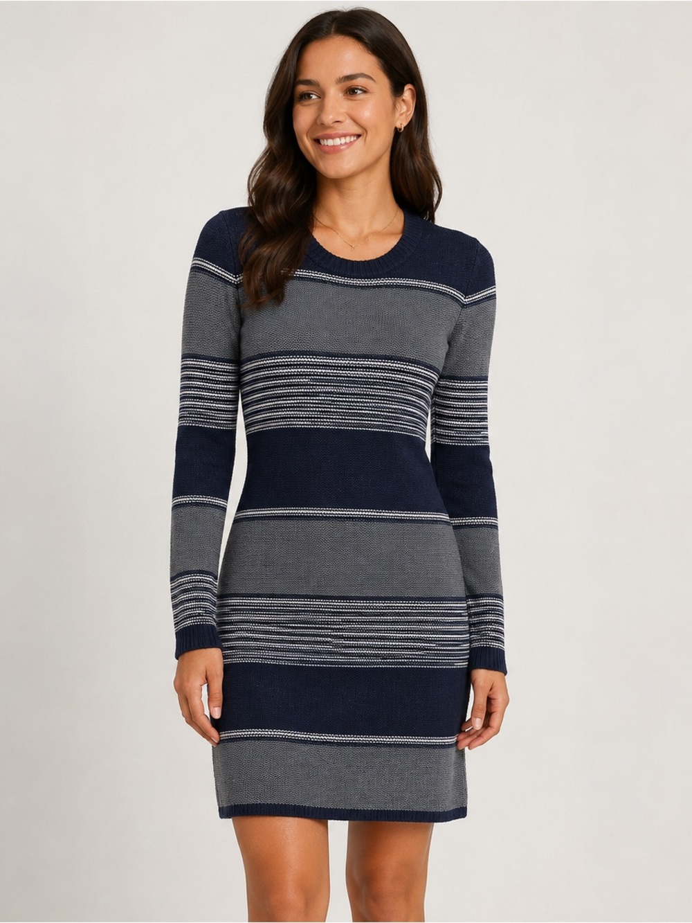 Banana Republic Navy and Grey Striped Knit Sweater Dress Size XS